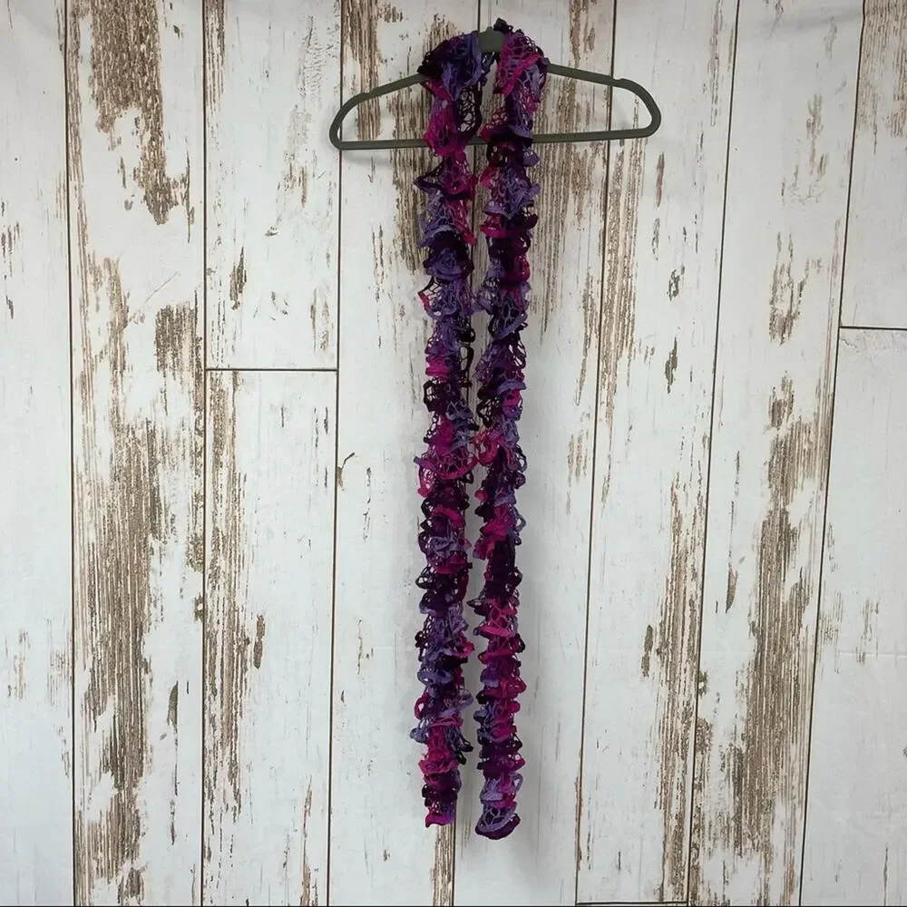 Handcrafted Scarf, Beautiful Purple/Pink color. Excellent condition! 90” Length